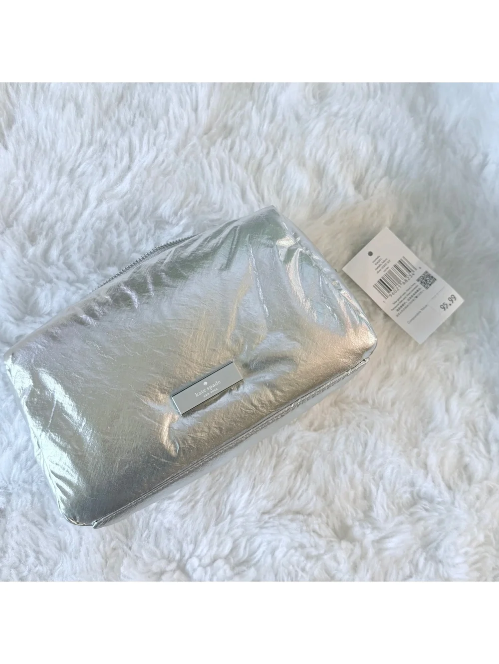Kate Spade silver Carter Metallic Cosmetic Pouch